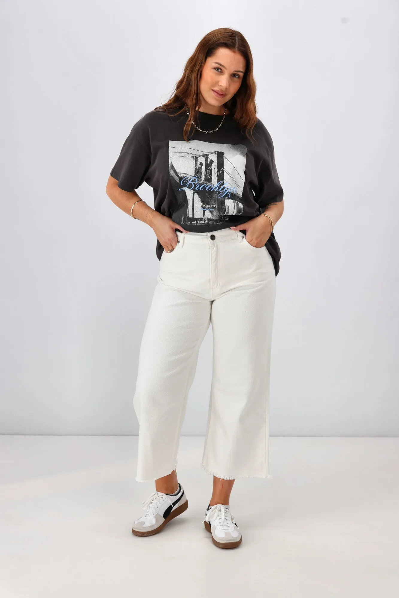 All About Eve Charlie High Rise Wide Leg Jean Vintage White