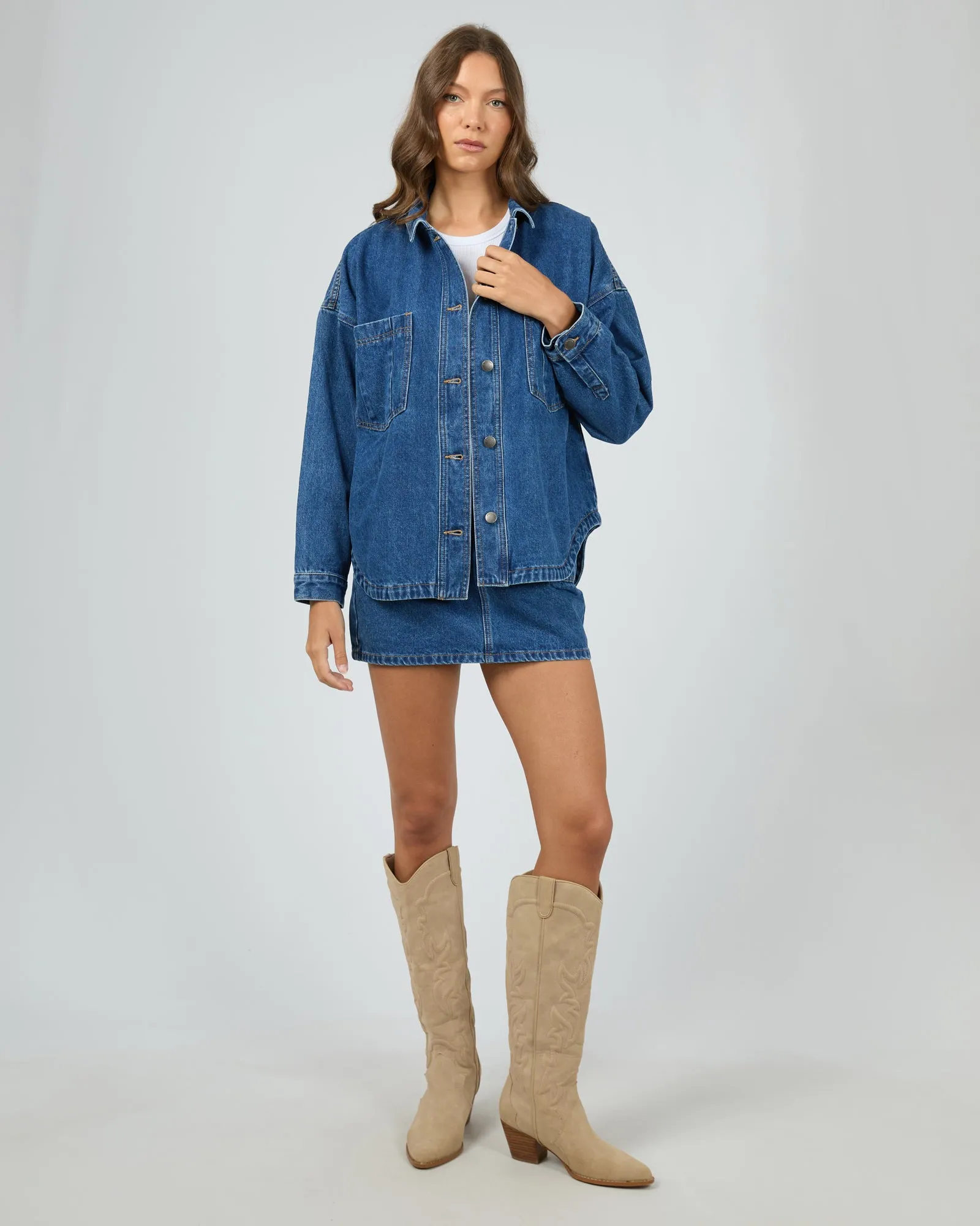 All About Eve Dale Shacket Heritage Blue