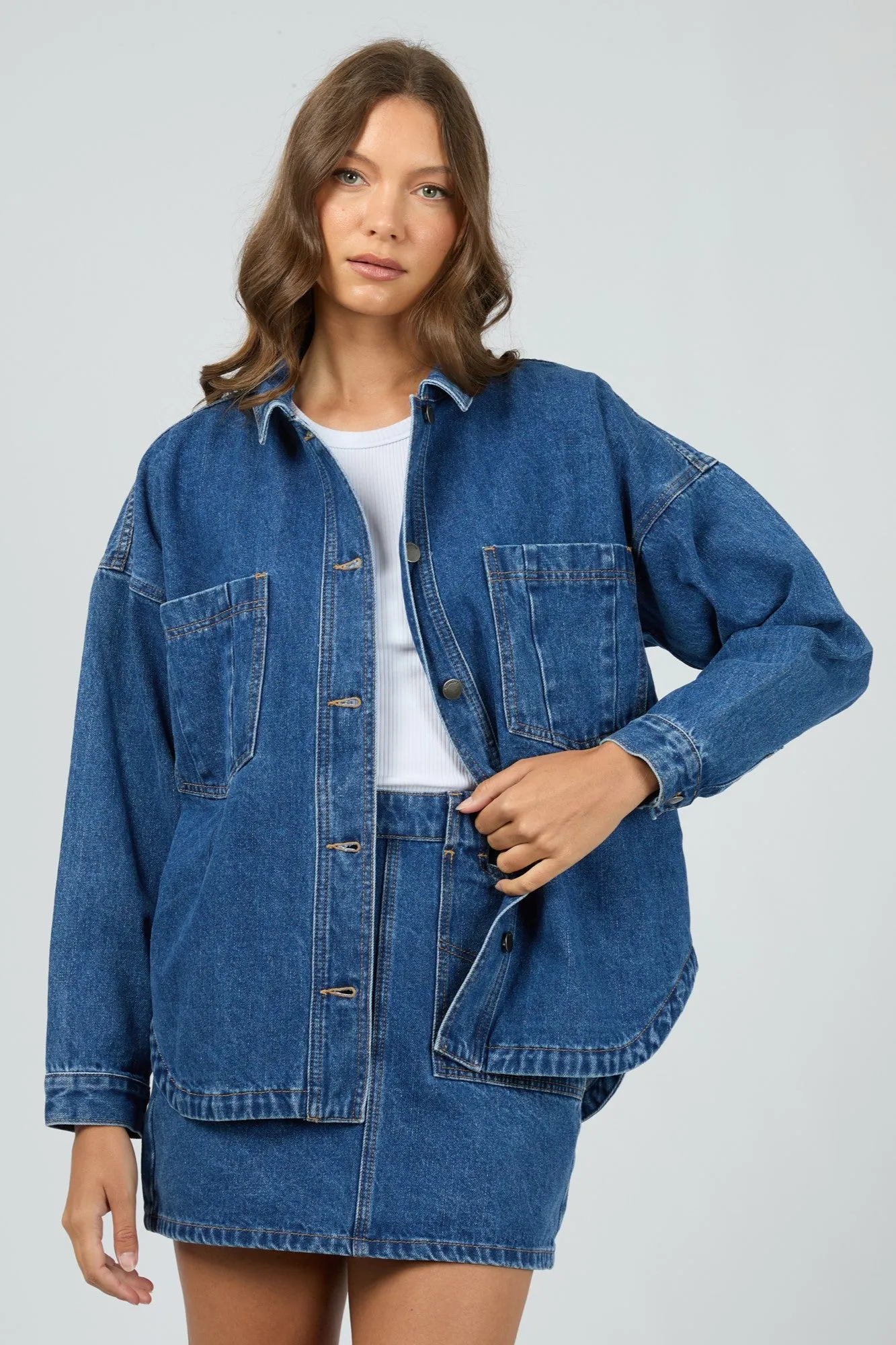 All About Eve Dale Shacket Heritage Blue