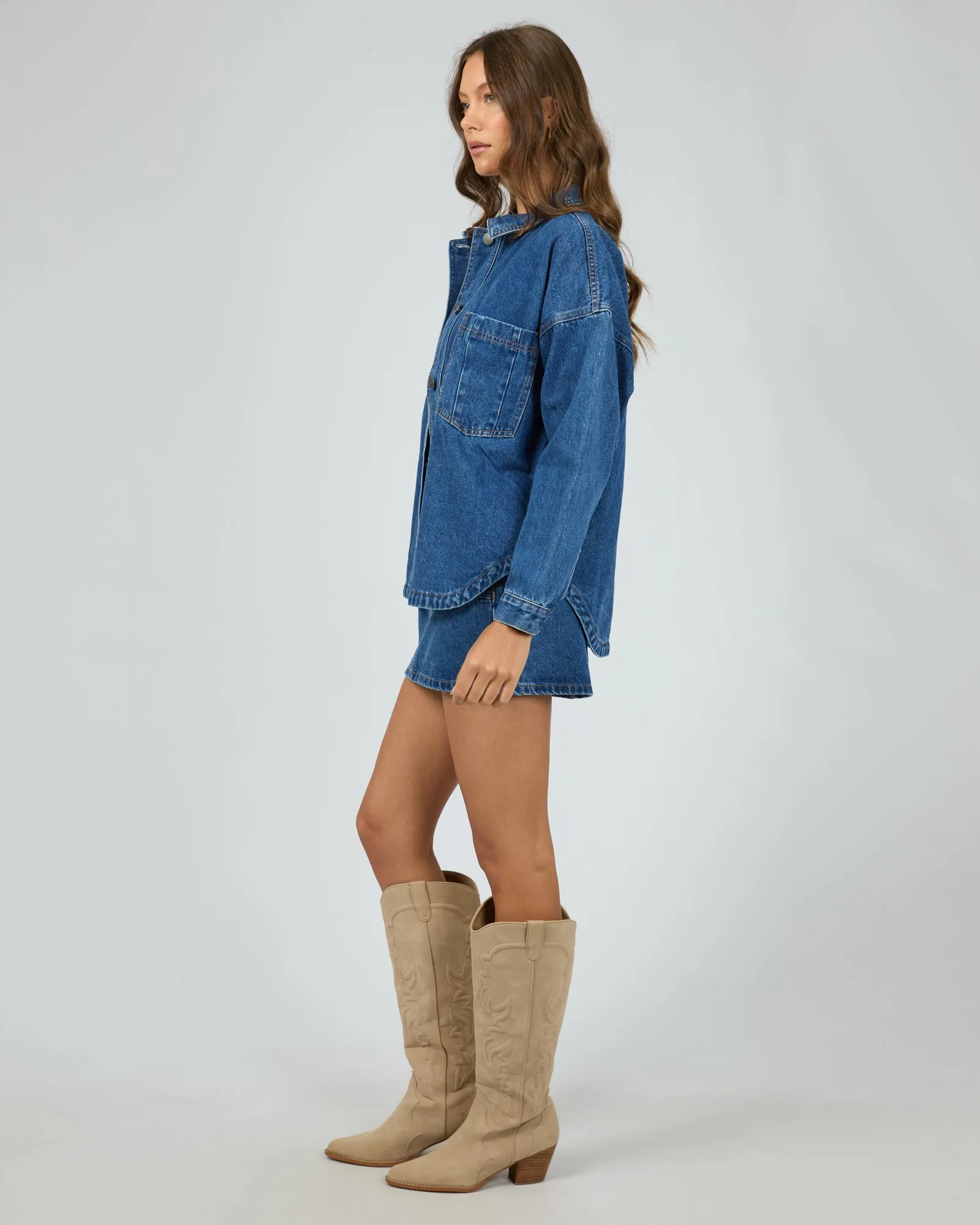 All About Eve Dale Shacket Heritage Blue