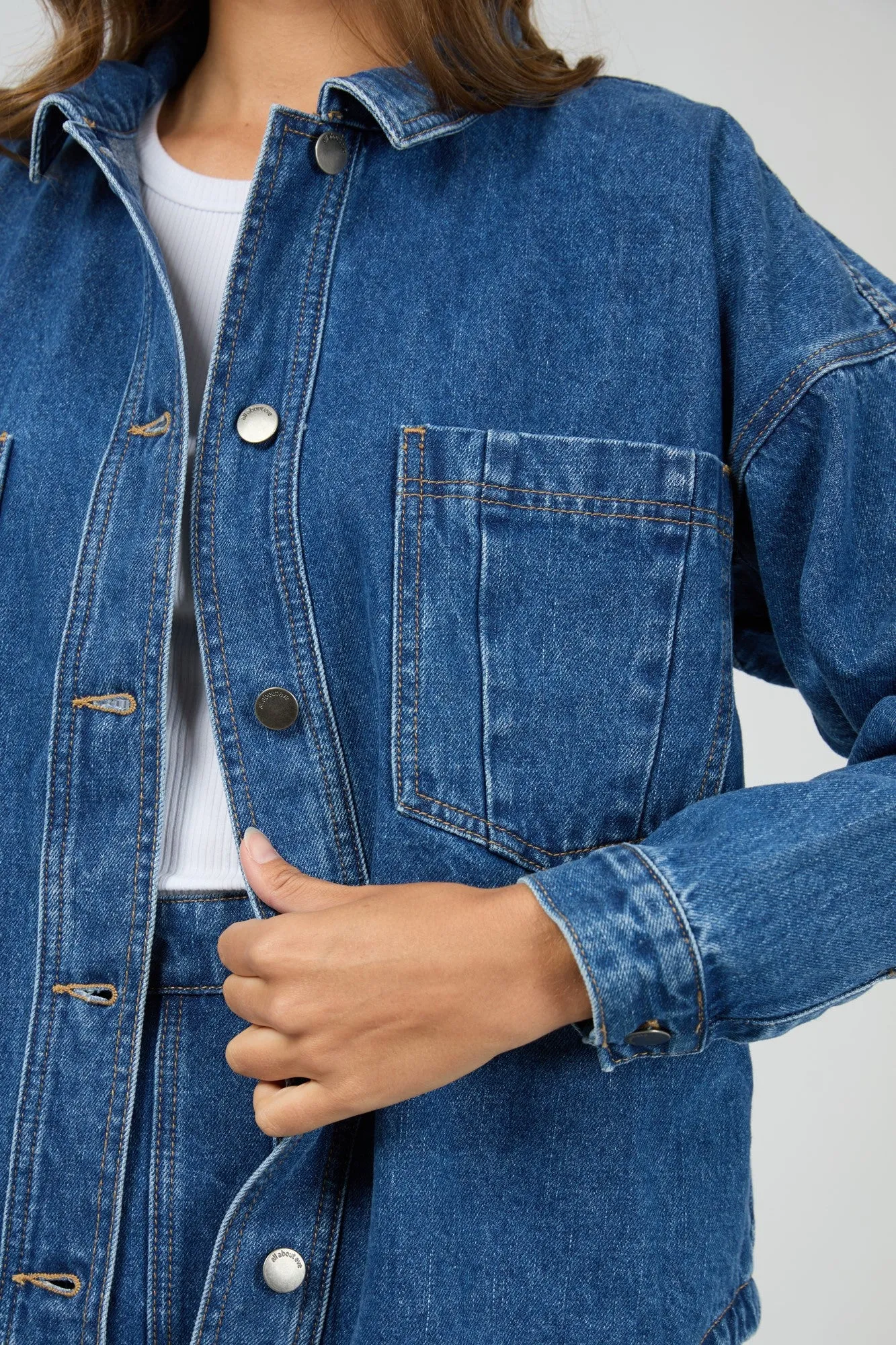 All About Eve Dale Shacket Heritage Blue