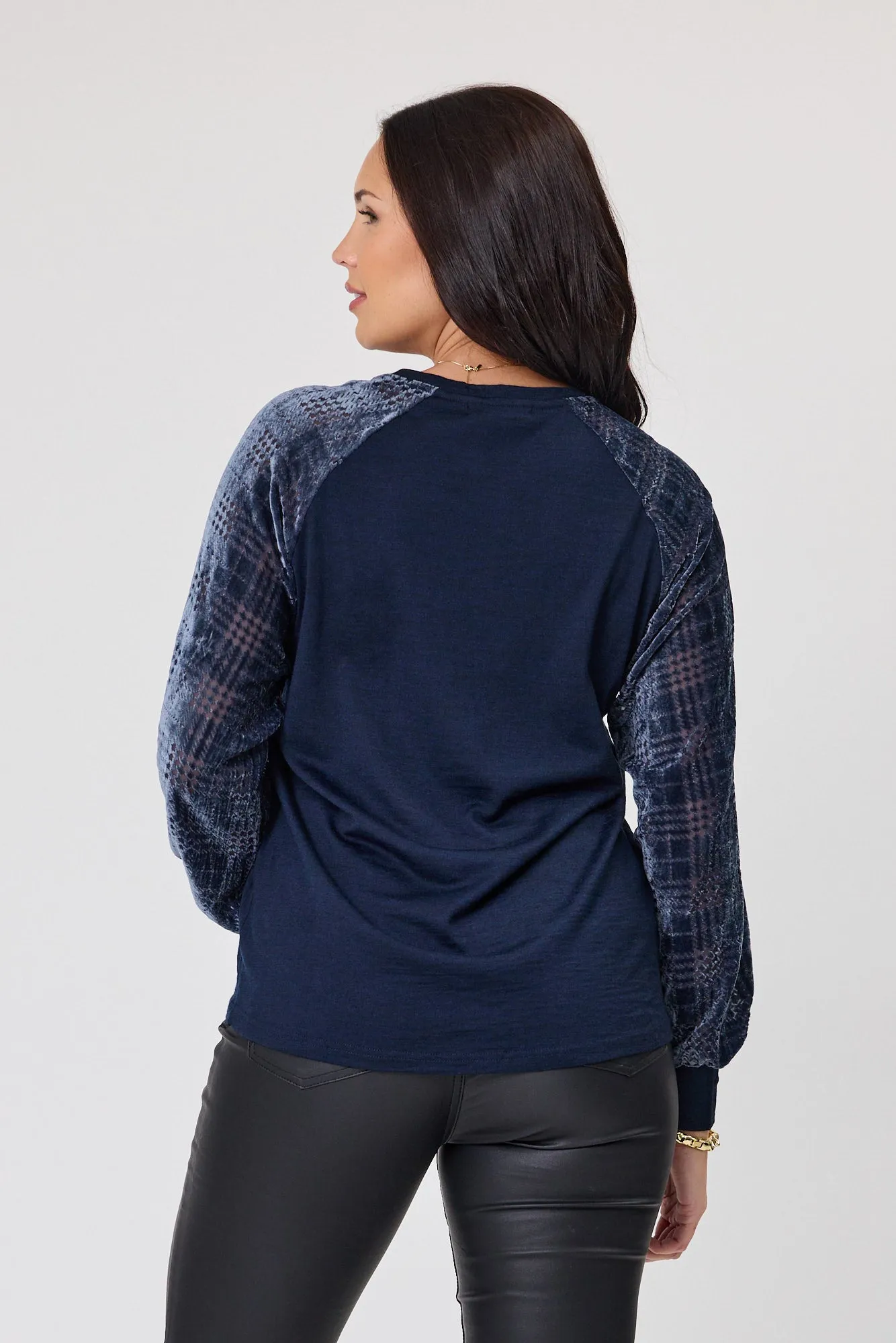 Alpine by Shine On Chantily Merino Flocked Sleeve Top Ink