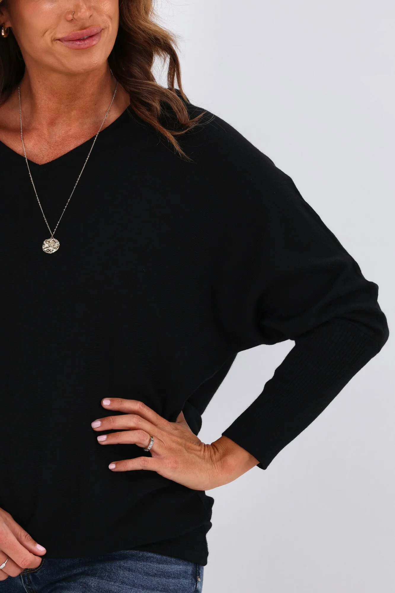 Alpine by Shine On Gigi Merino Batwing Top Black