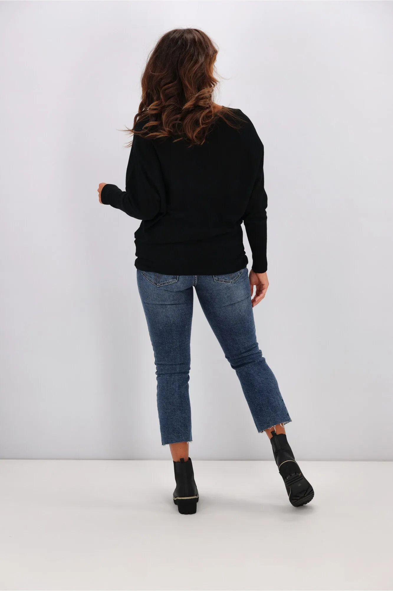 Alpine by Shine On Gigi Merino Batwing Top Black