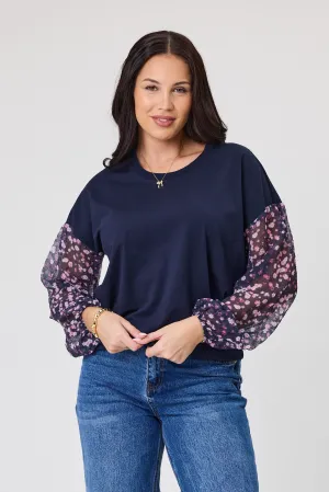 Alpine by Shine On Lourdes Chiffon Sleeve Top Ink