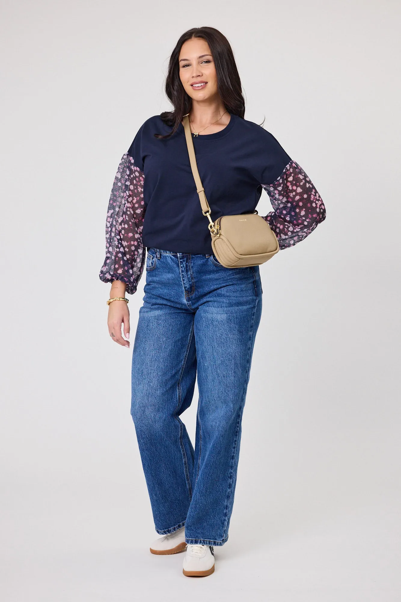 Alpine by Shine On Lourdes Chiffon Sleeve Top Ink