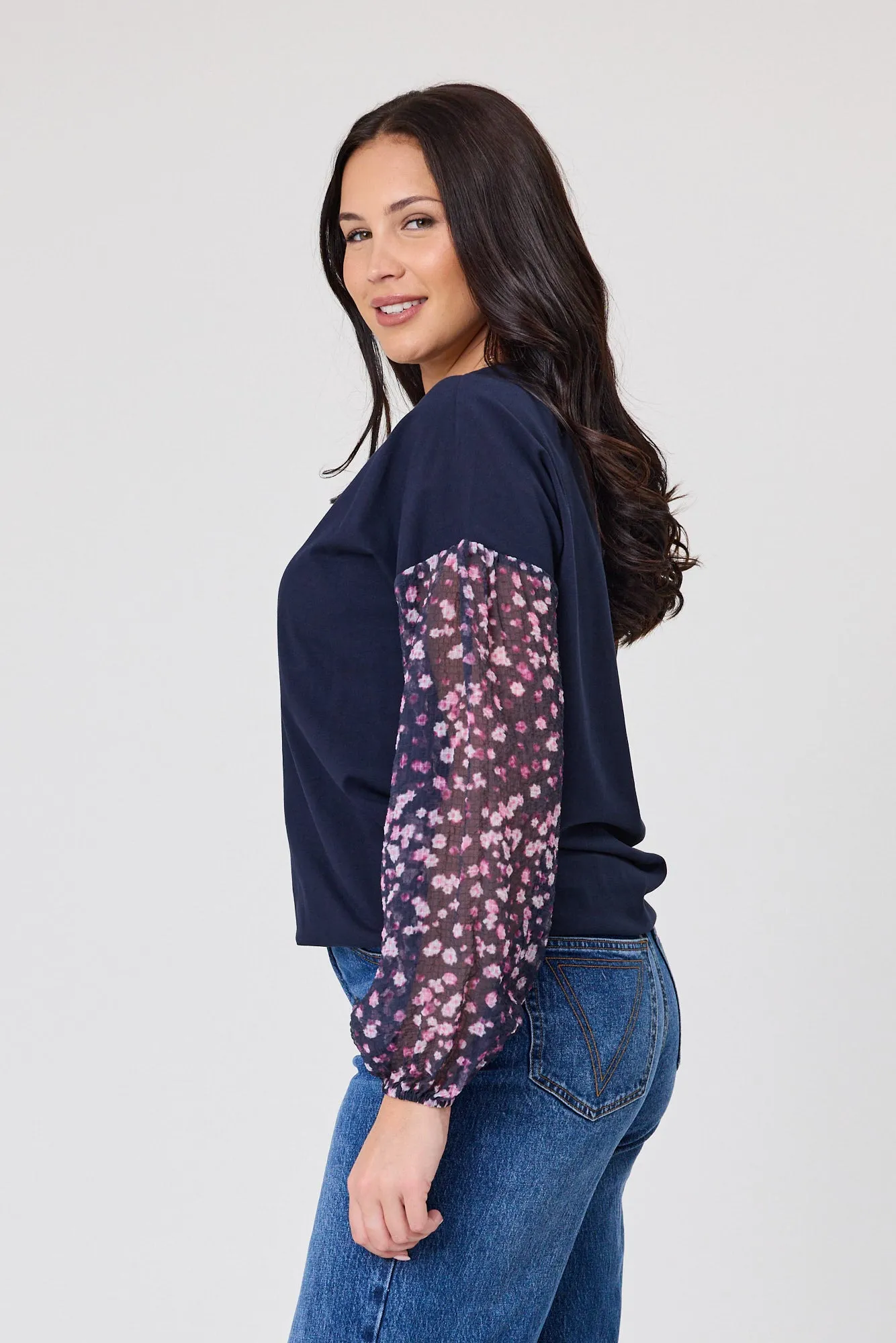 Alpine by Shine On Lourdes Chiffon Sleeve Top Ink