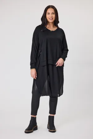 Alpine by Shine On Paris Merino & Chiffon Tunic Black
