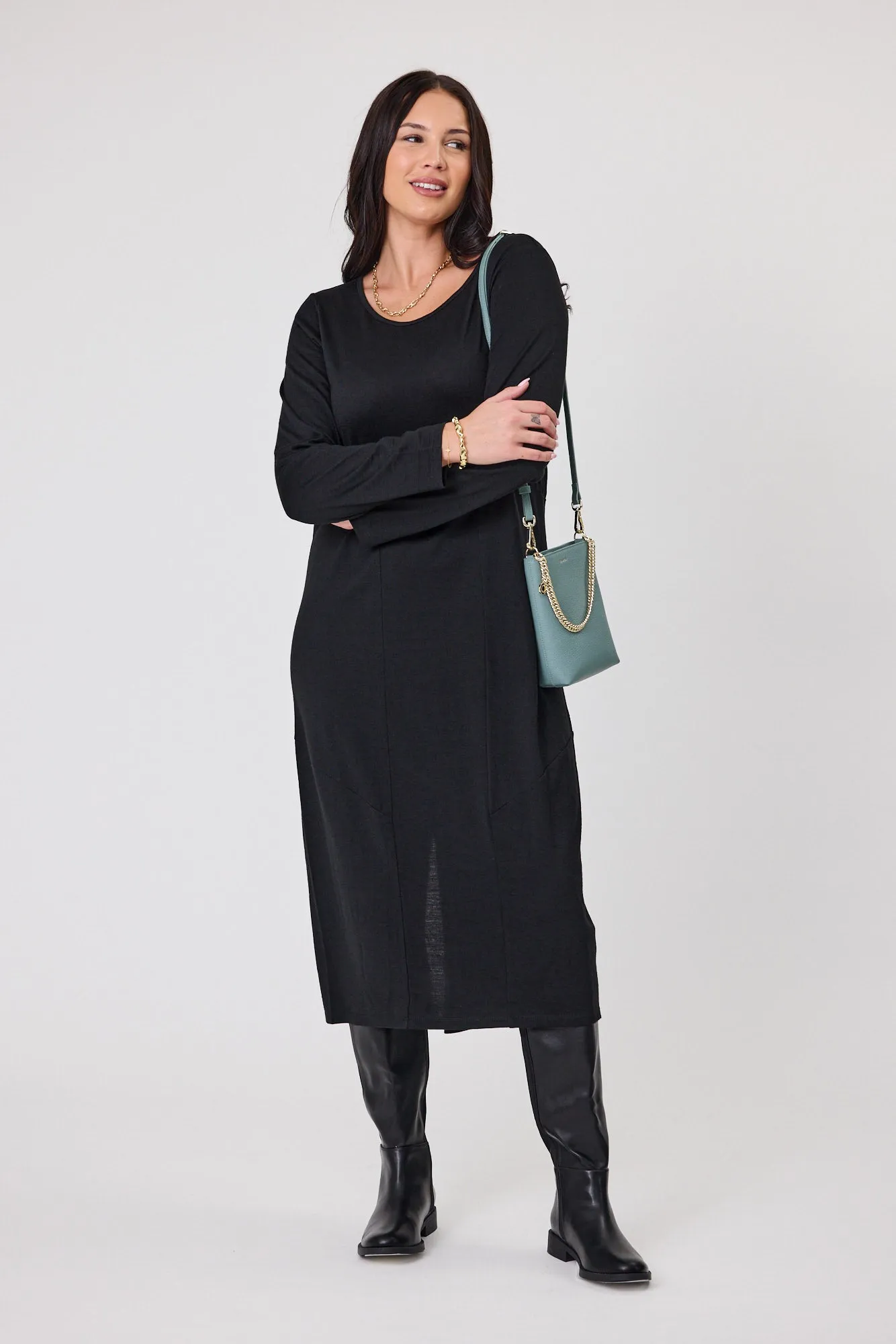 Alpine by Shine On Riviera Merino Cocoon Dress Black
