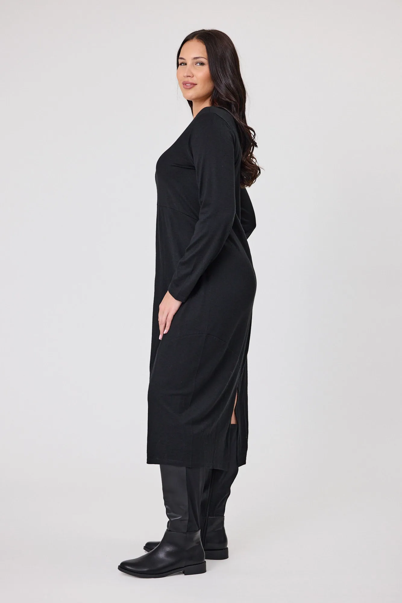 Alpine by Shine On Riviera Merino Cocoon Dress Black
