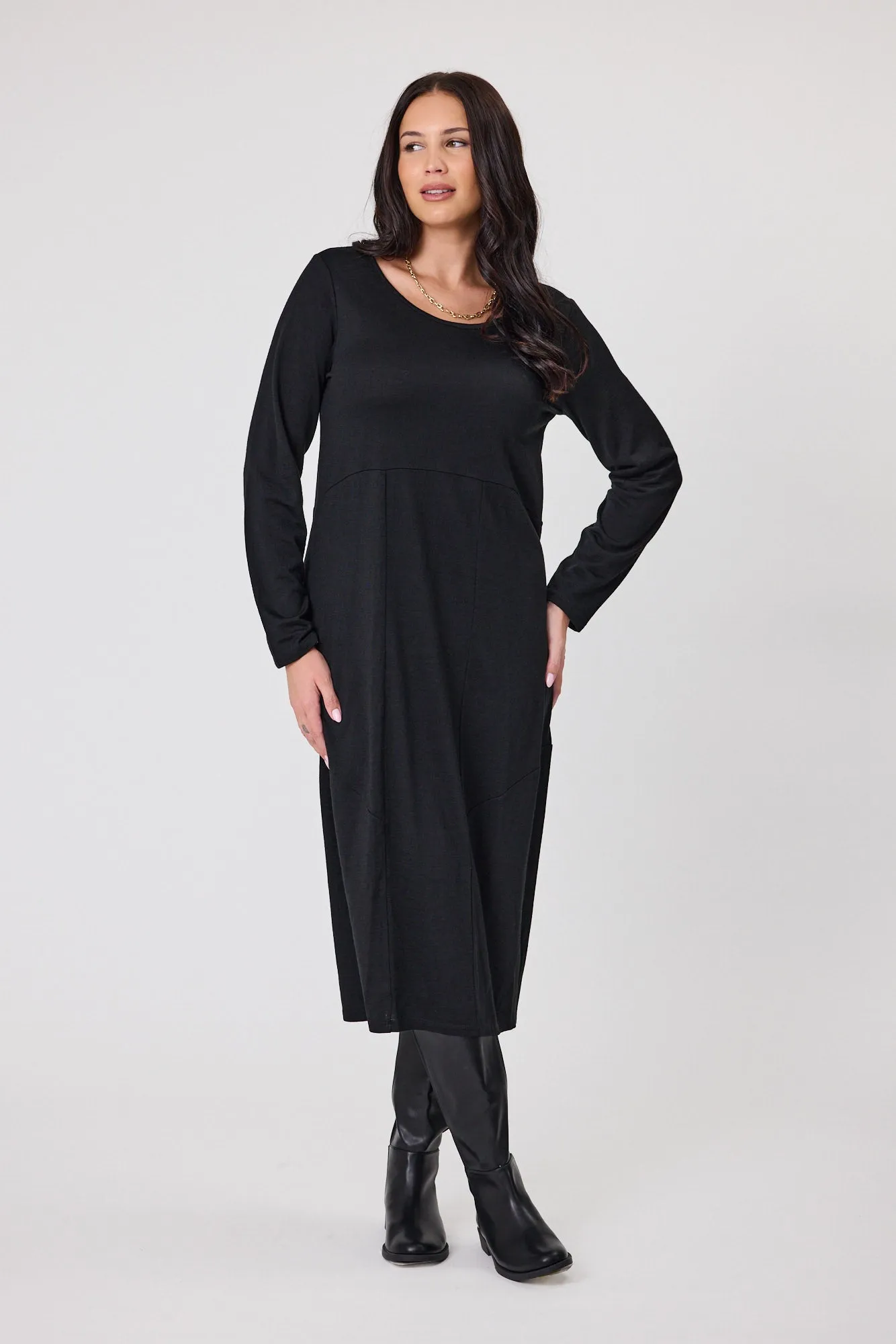 Alpine by Shine On Riviera Merino Cocoon Dress Black