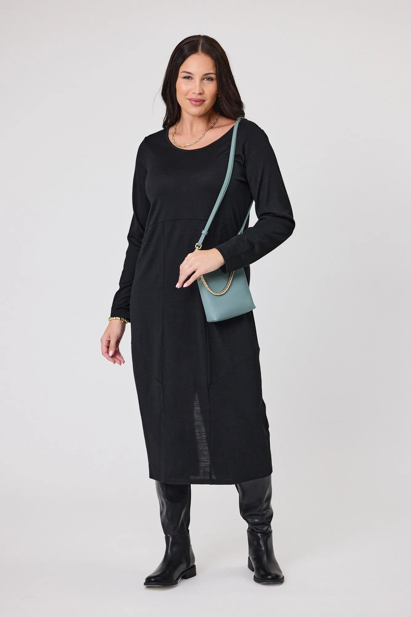 Alpine by Shine On Riviera Merino Cocoon Dress Black