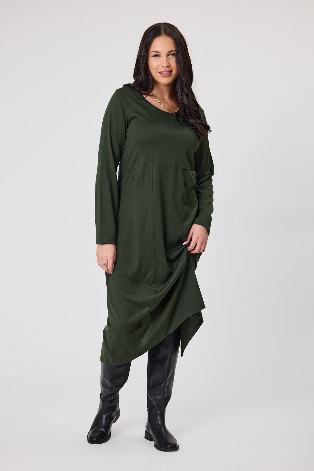 Alpine by Shine On Riviera Merino Cocoon Dress Olive