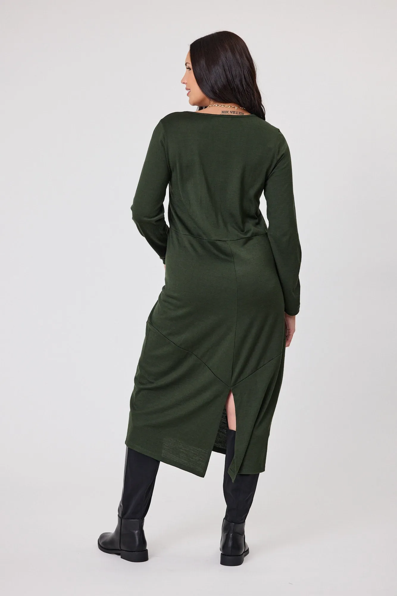 Alpine by Shine On Riviera Merino Cocoon Dress Olive