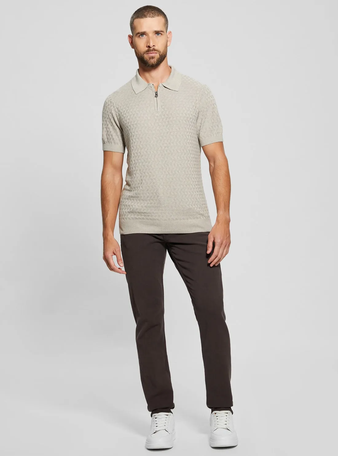 Beige Checkered Kyle Polo T-Shirt