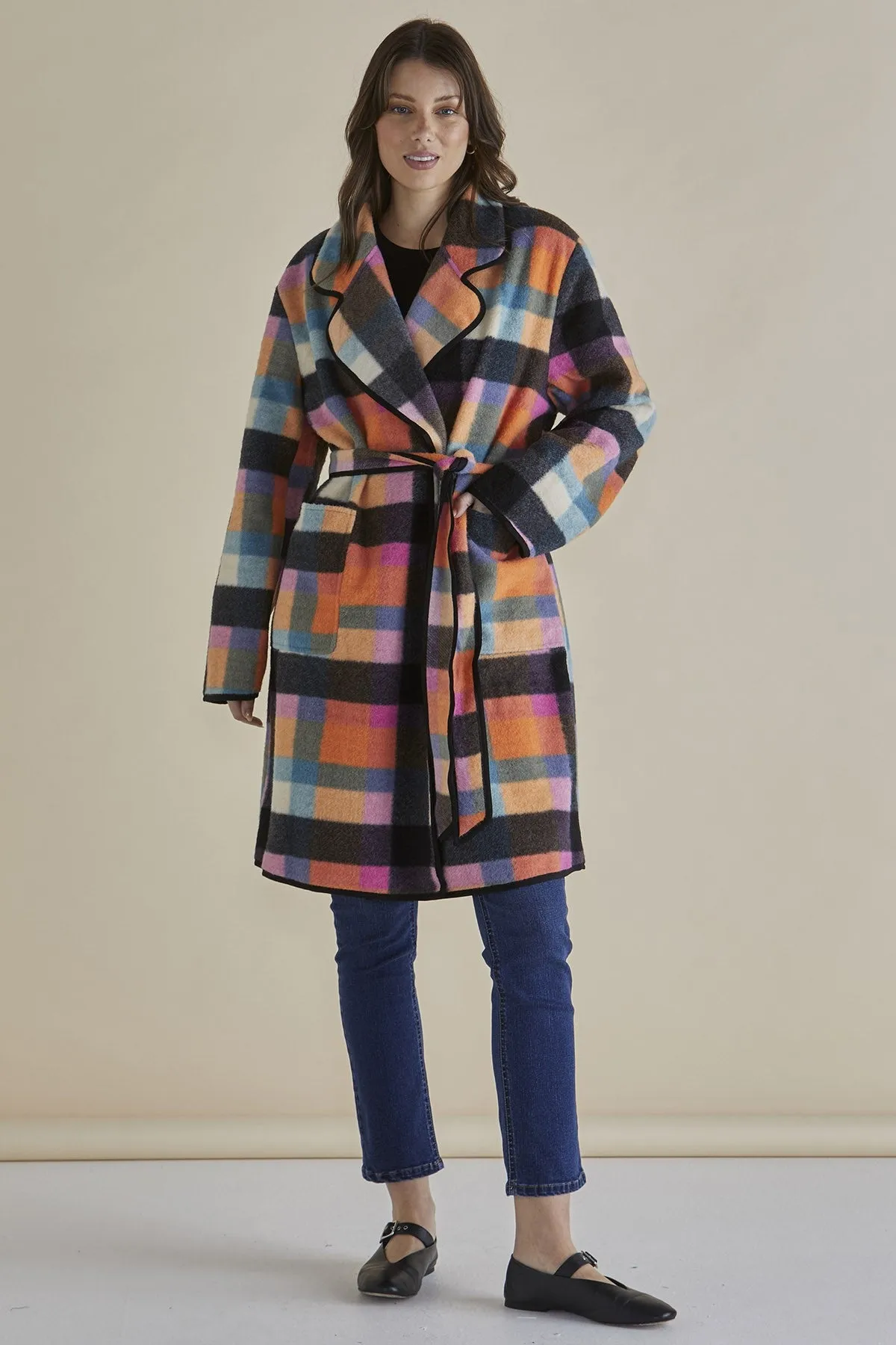 Betty Basics Ellie Coat Rainbow Check