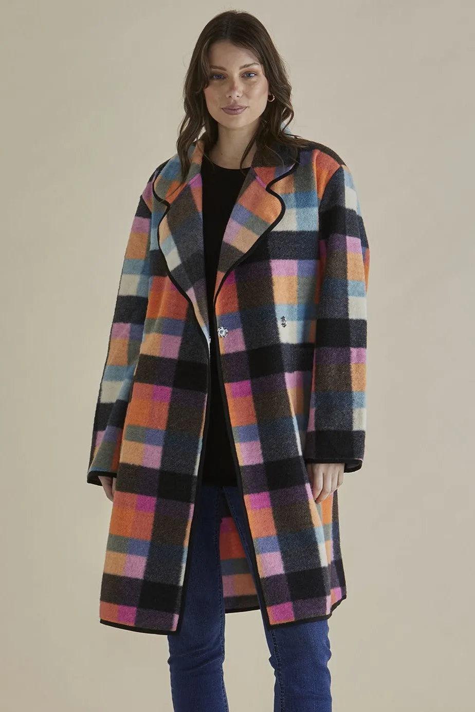 Betty Basics Ellie Coat Rainbow Check
