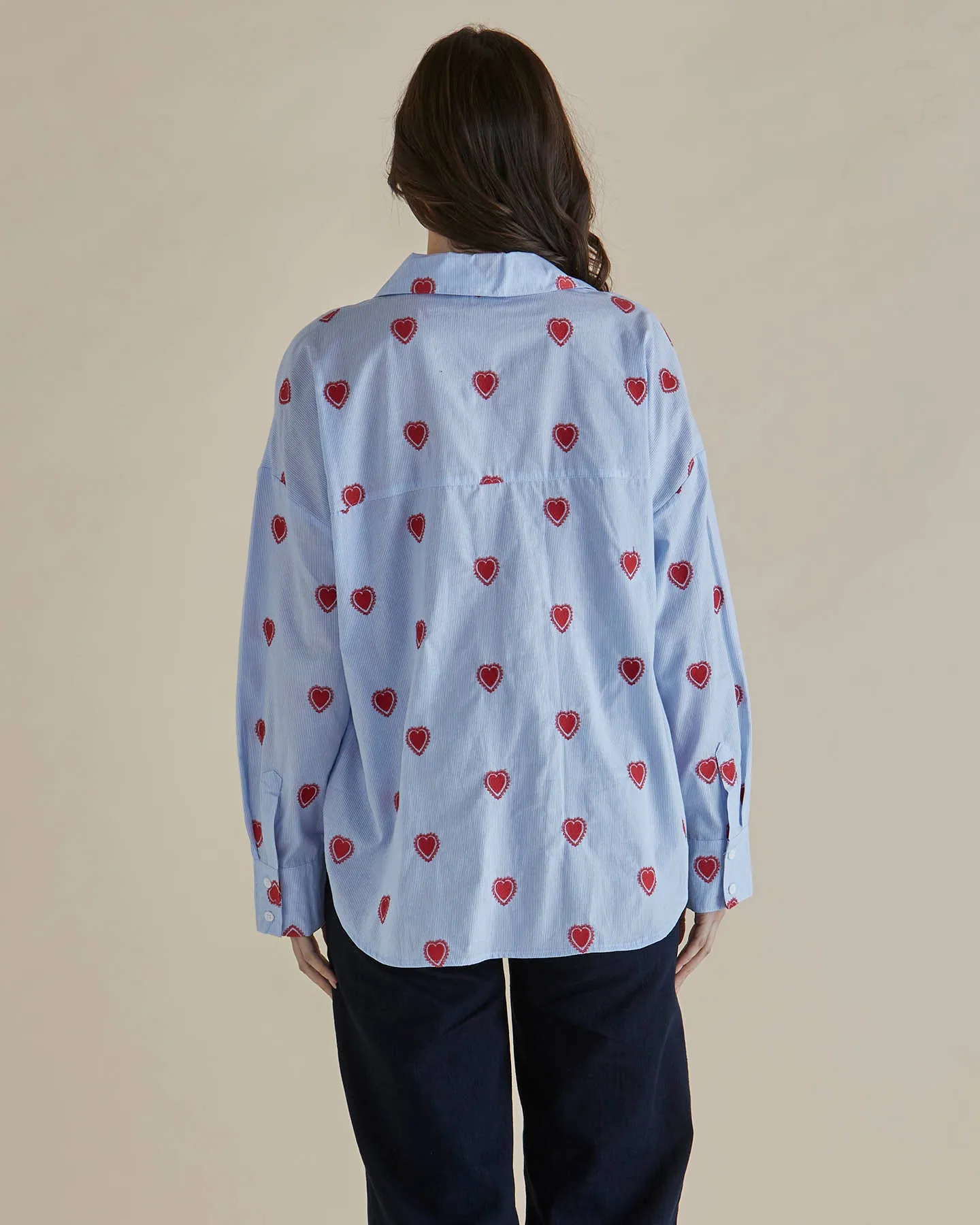 Betty Basics Sage Shirt Blue Heart Stripe
