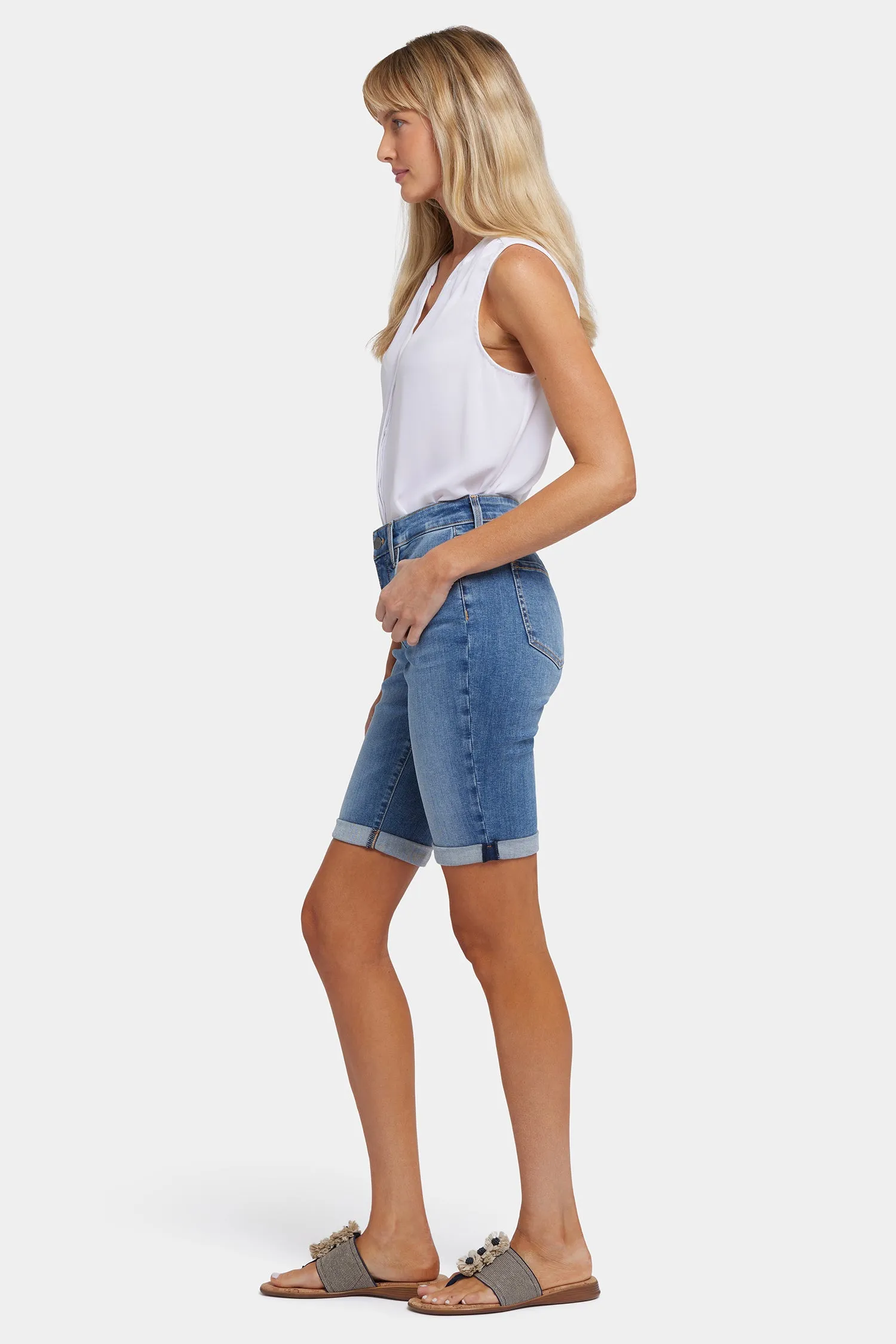 Briella 10 Inch Denim Shorts In Petite - Barcelona Breeze
