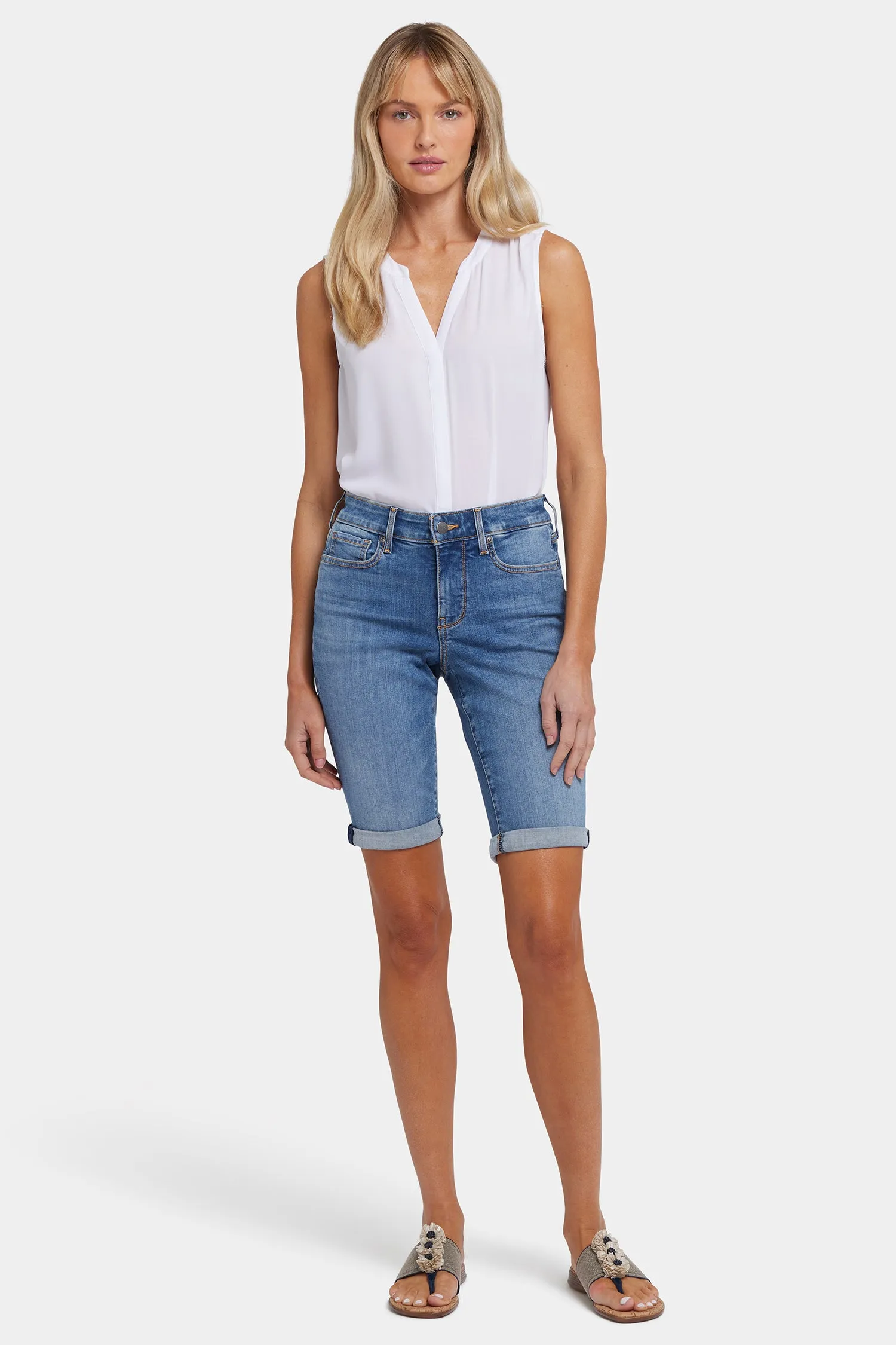 Briella 10 Inch Denim Shorts In Petite - Barcelona Breeze