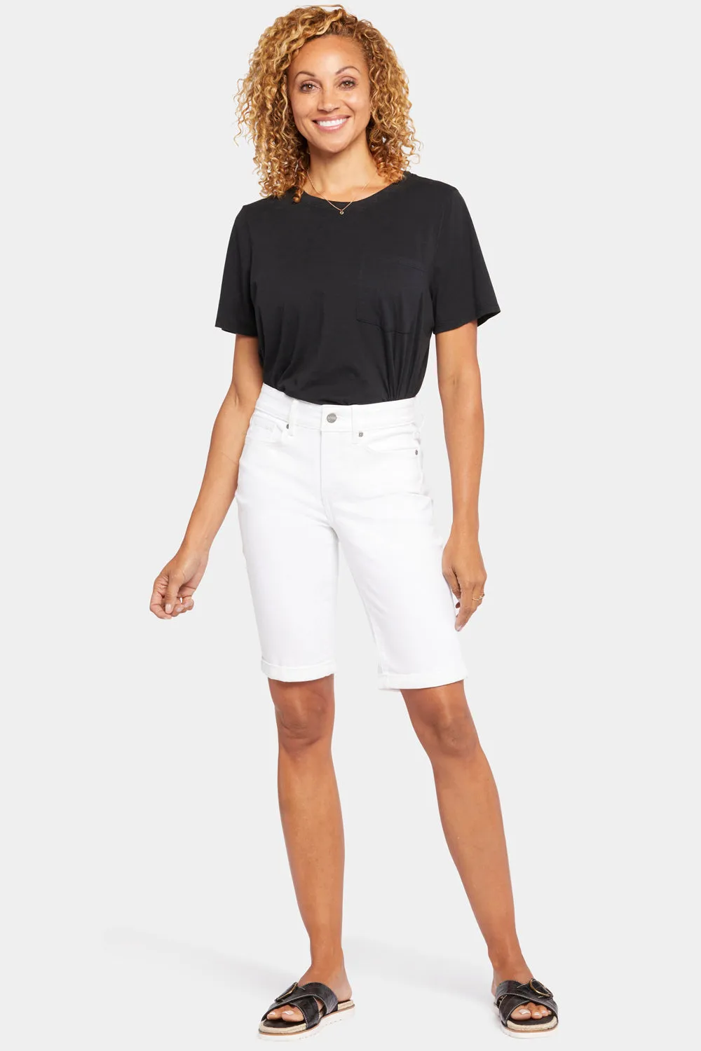 Briella 10 Inch Denim Shorts In Petite - Optic White
