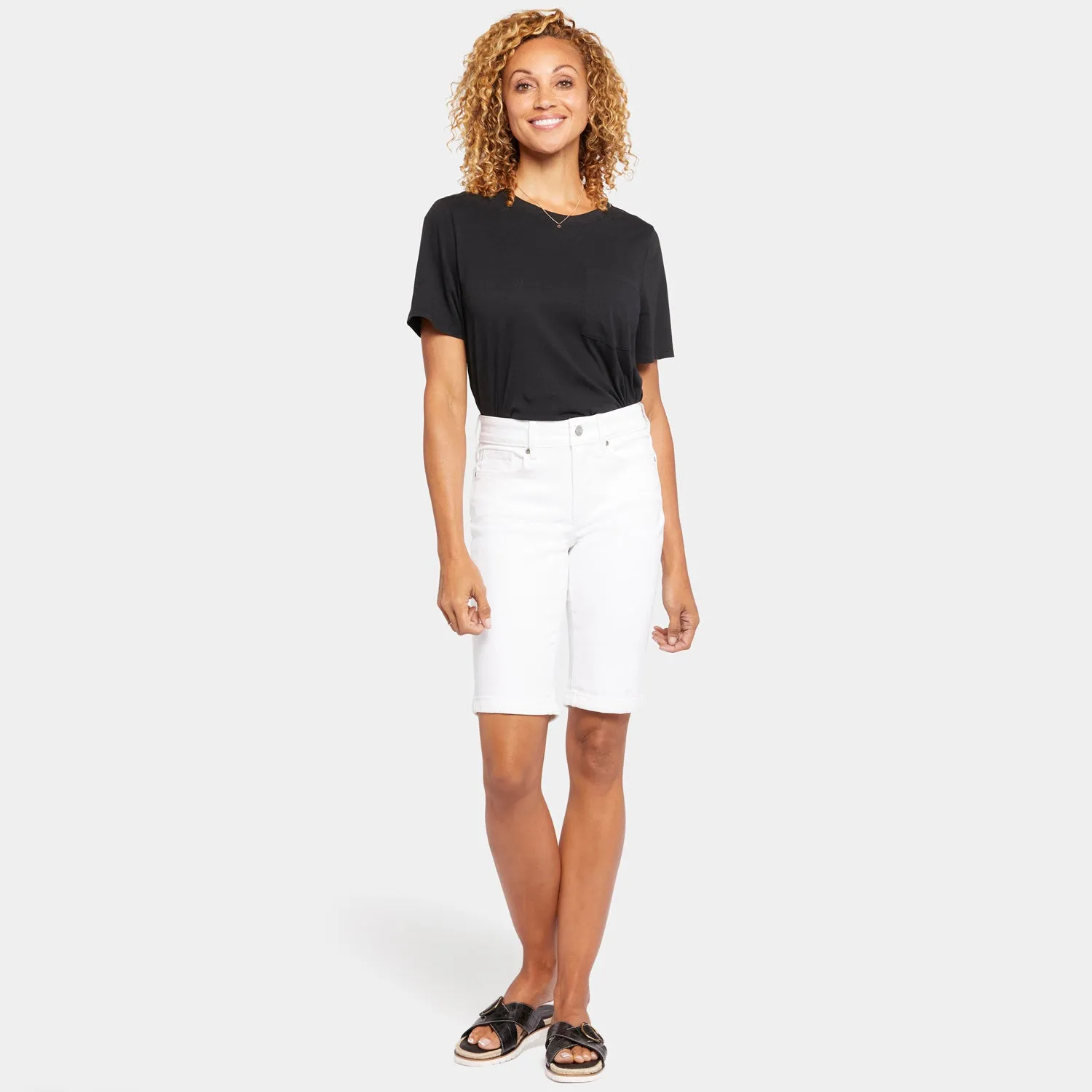 Briella 10 Inch Denim Shorts In Petite - Optic White