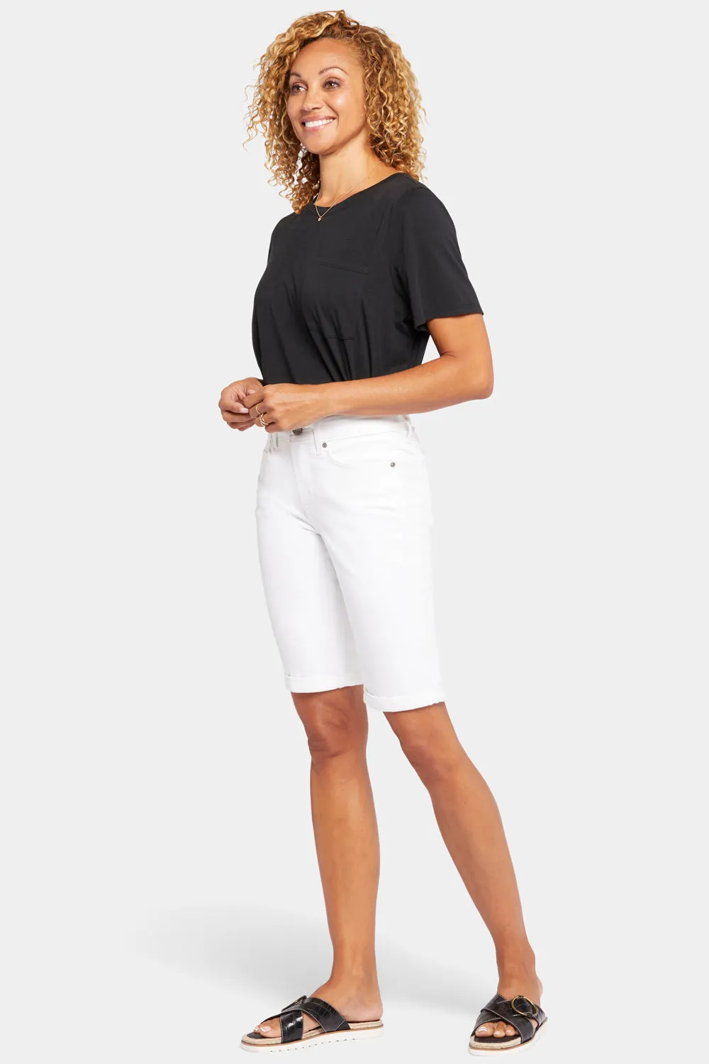 Briella 10 Inch Denim Shorts In Petite - Optic White