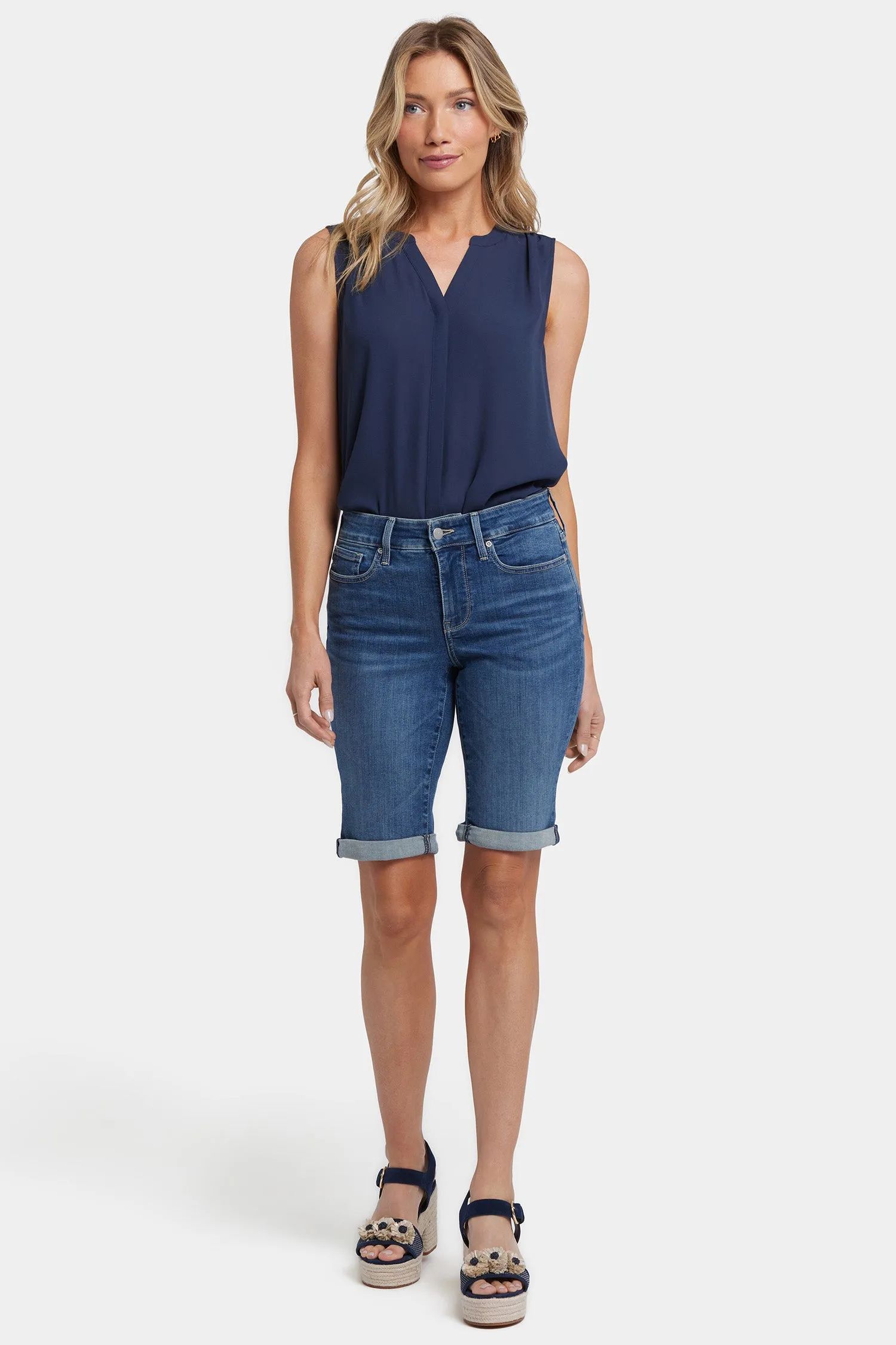 Briella 10 Inch Denim Shorts In Petite - Valencia Surf