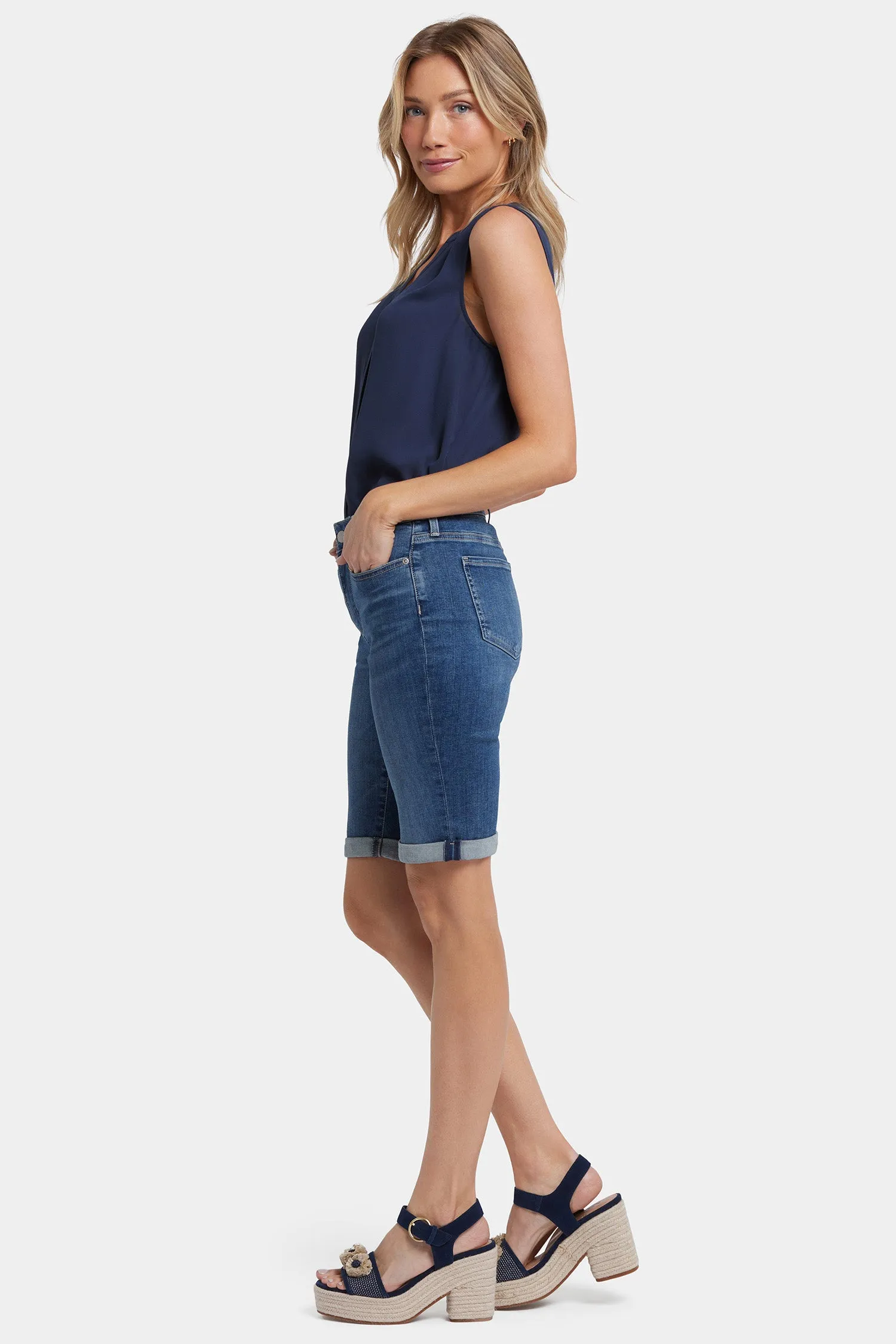 Briella 10 Inch Denim Shorts In Petite - Valencia Surf