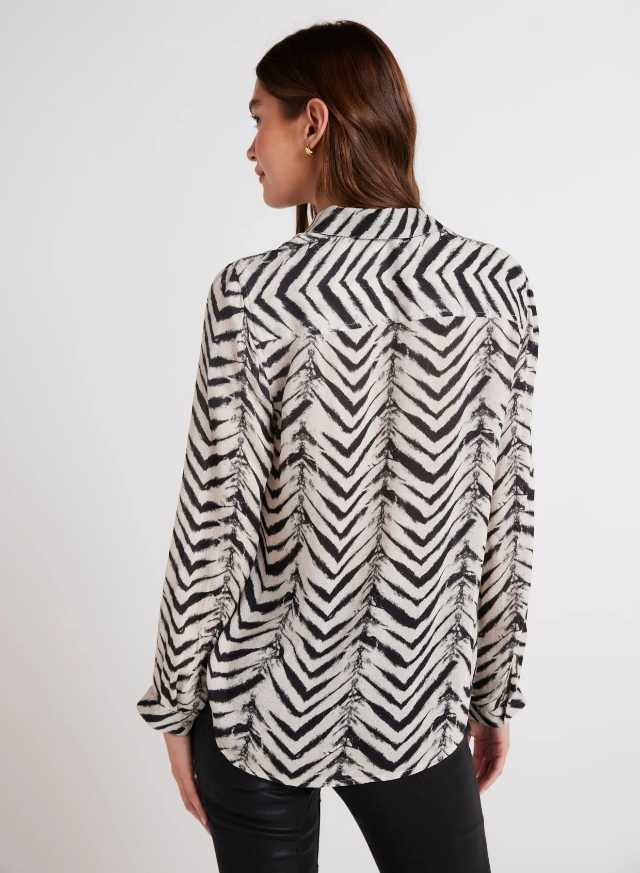 Button Down Shirt - Batik Chevron Print