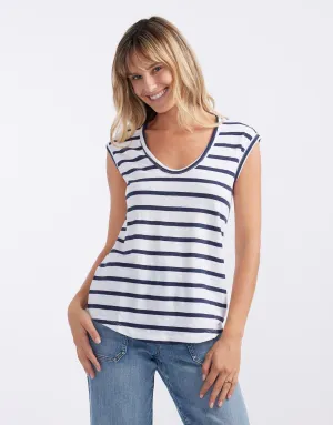 Cali Scoop Tank - White/Navy Stripe