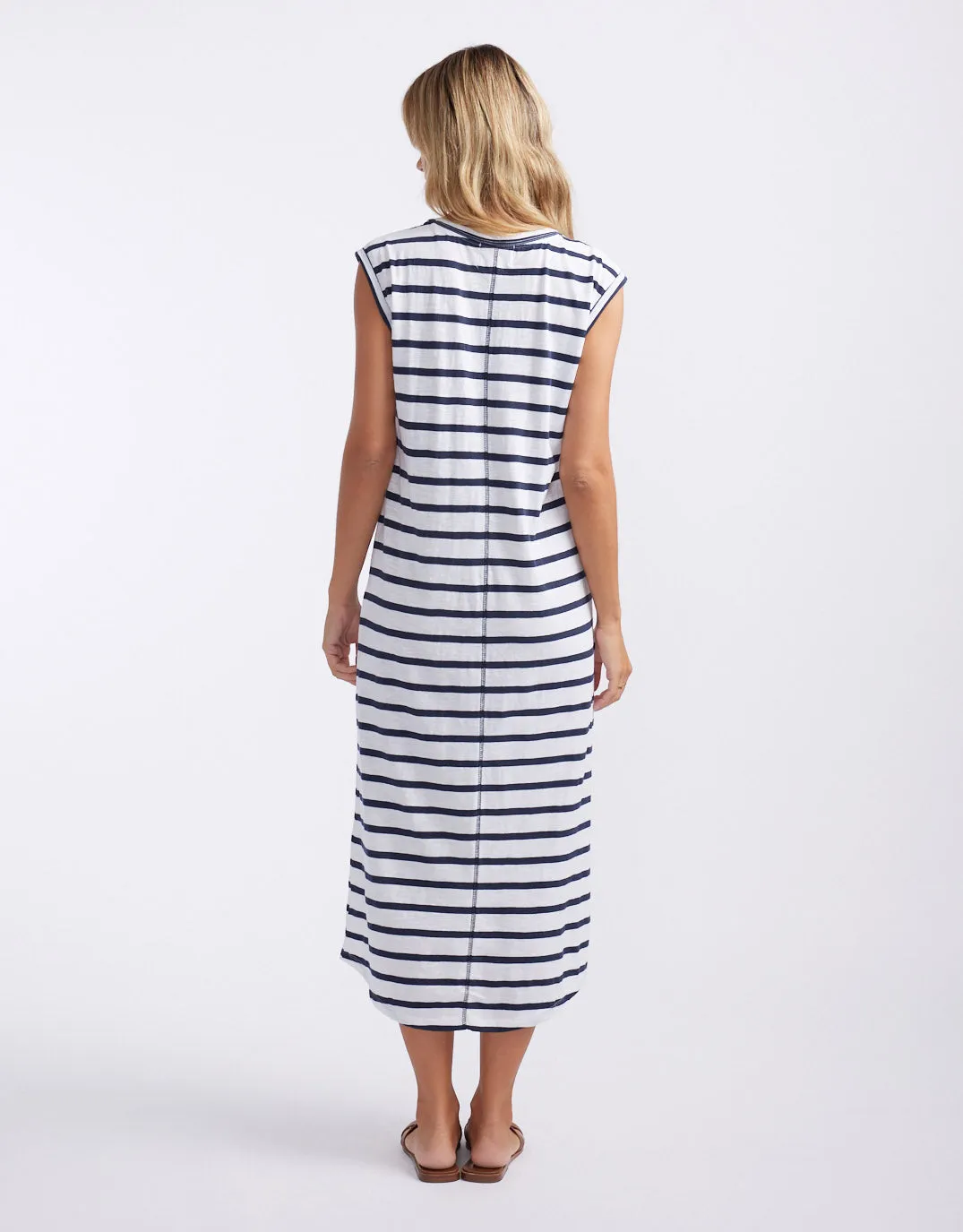 Cali Tank Dress - White/Navy Stripe