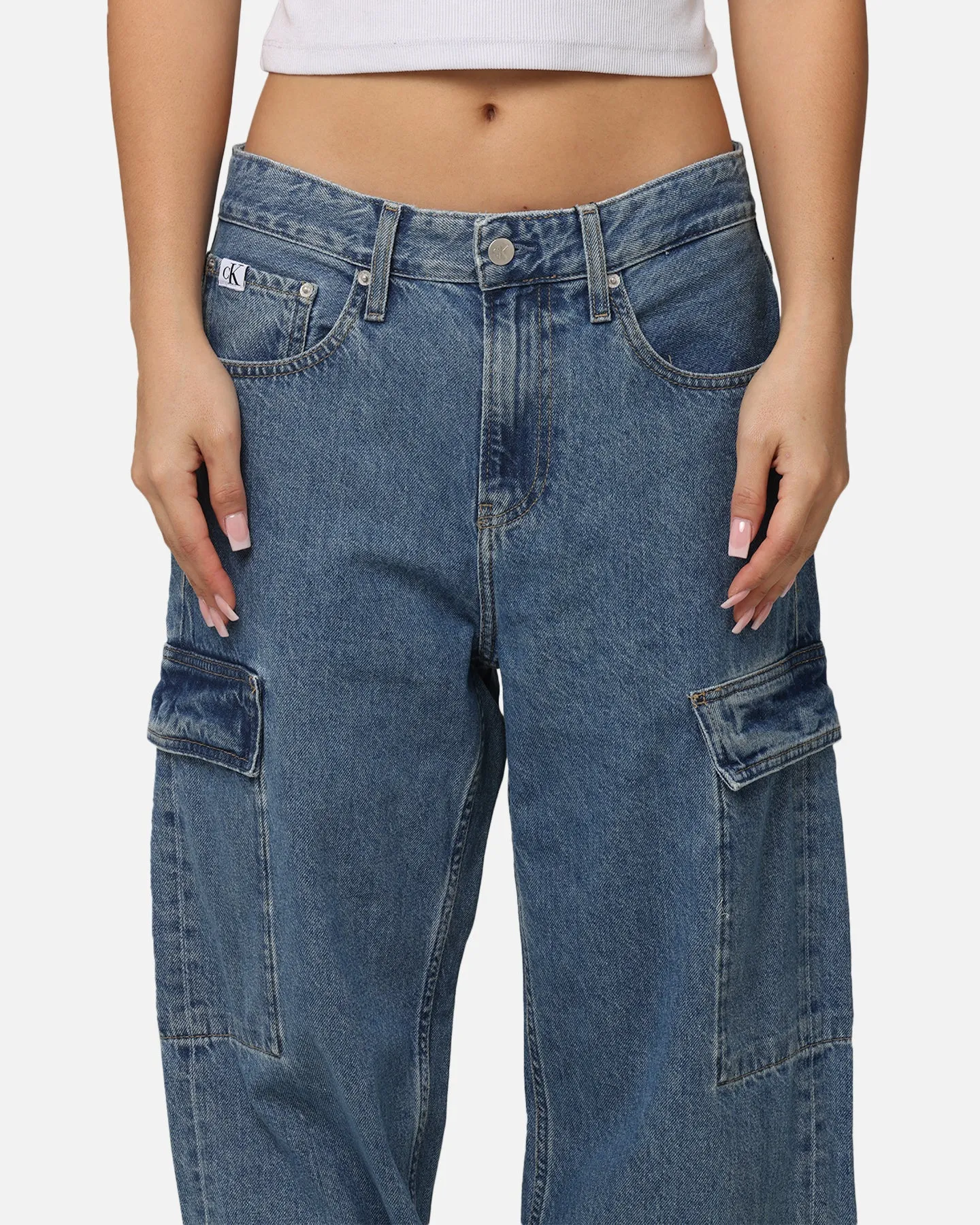 Calvin Klein 90's Loose Cargo Jeans Stone Mid Blue