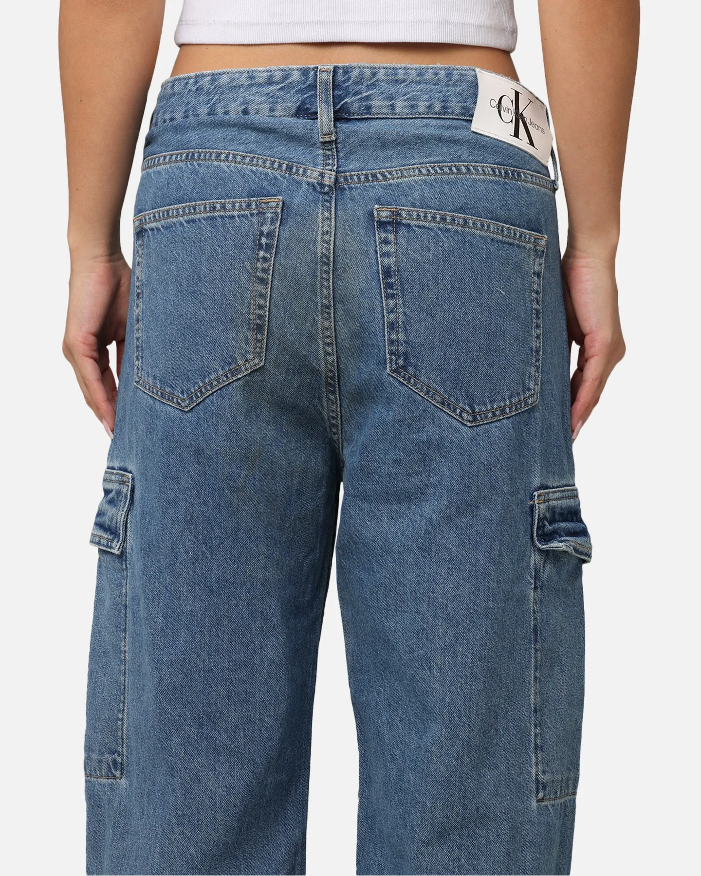 Calvin Klein 90's Loose Cargo Jeans Stone Mid Blue