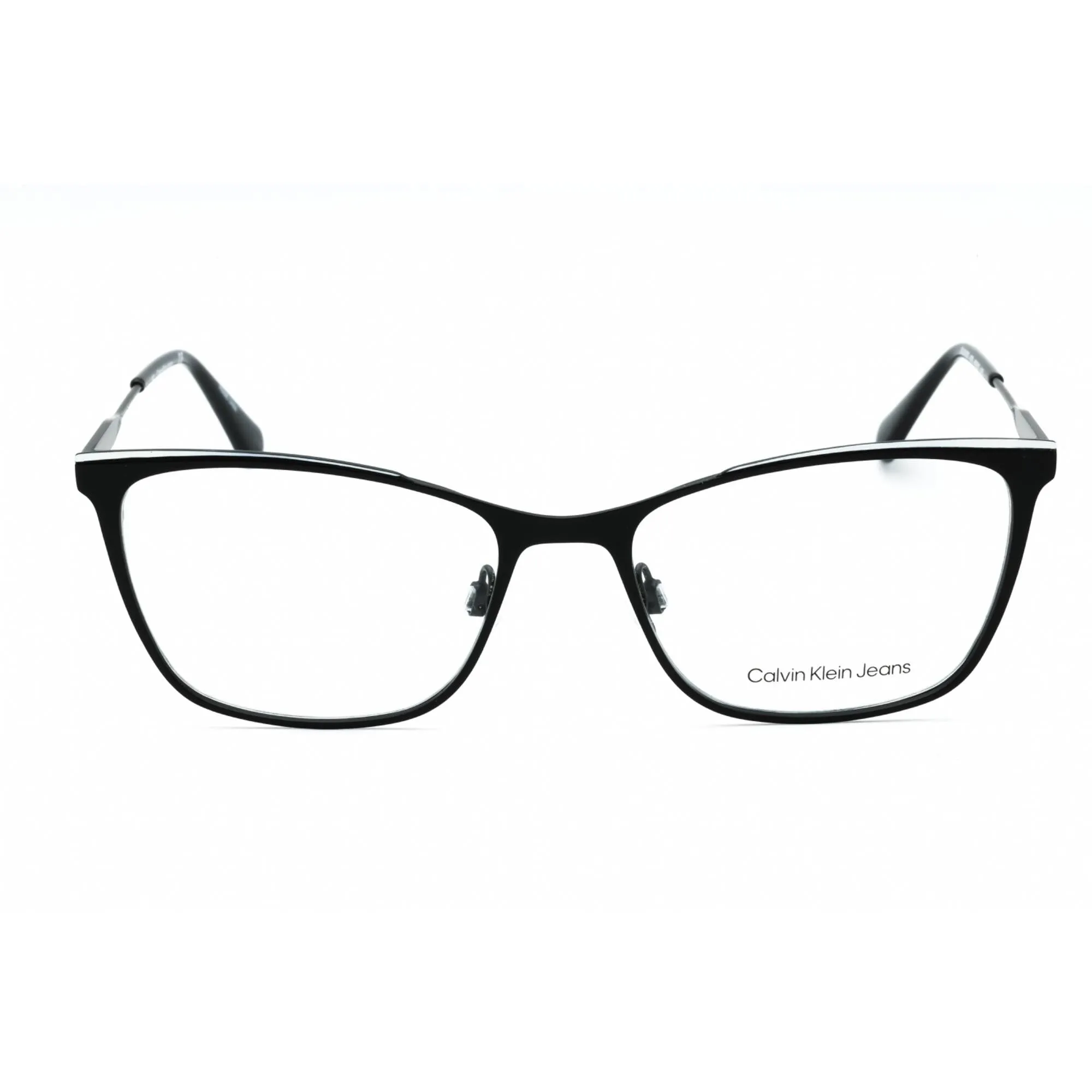 Calvin Klein Jeans Women's Eyeglasses - Black/White Metal Cat Eye Frame | CKJ21207 073