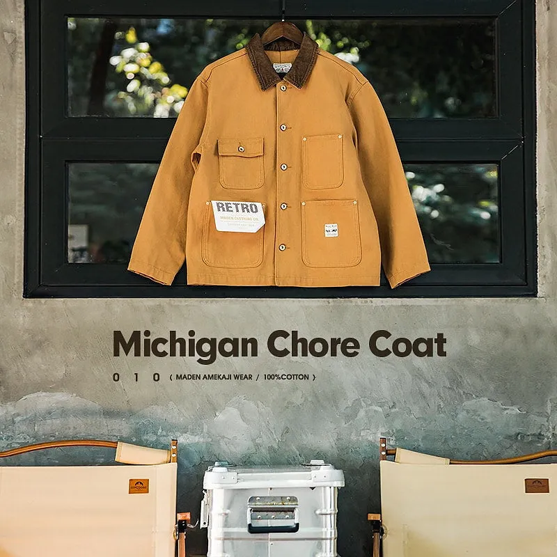Canvas Jacket Multi Pocket Khaki Lapel Thin Coat
