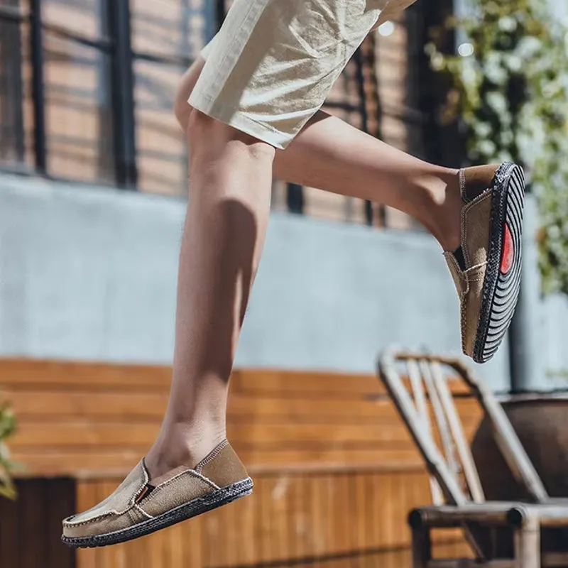Canvas Loafers Breathable Men Flat Lazy Shoes