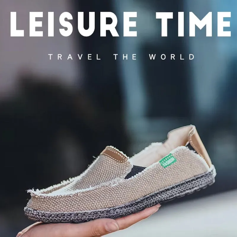 Canvas Loafers Breathable Men Flat Lazy Shoes