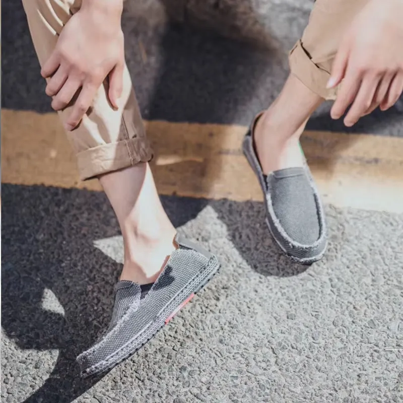 Canvas Loafers Breathable Men Flat Lazy Shoes