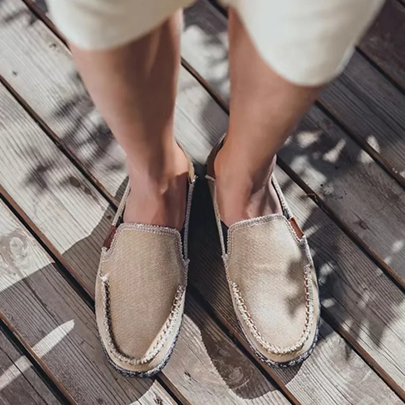 Canvas Loafers Breathable Men Flat Lazy Shoes