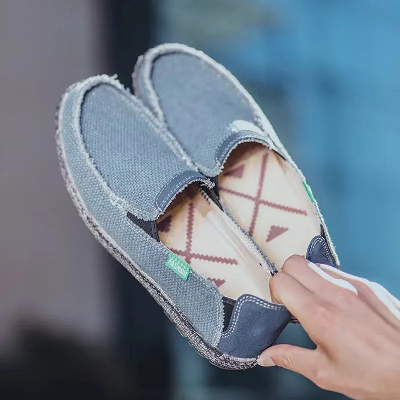 Canvas Loafers Breathable Men Flat Lazy Shoes