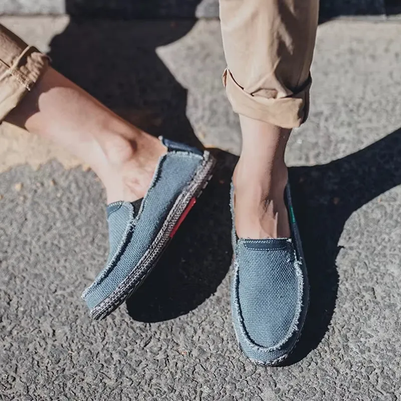 Canvas Loafers Breathable Men Flat Lazy Shoes