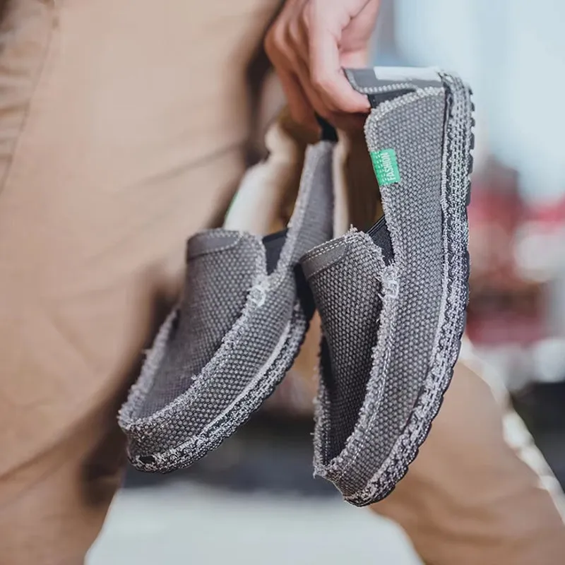 Canvas Loafers Breathable Men Flat Lazy Shoes