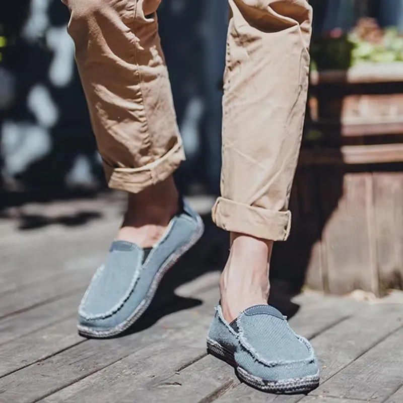 Canvas Loafers Breathable Men Flat Lazy Shoes