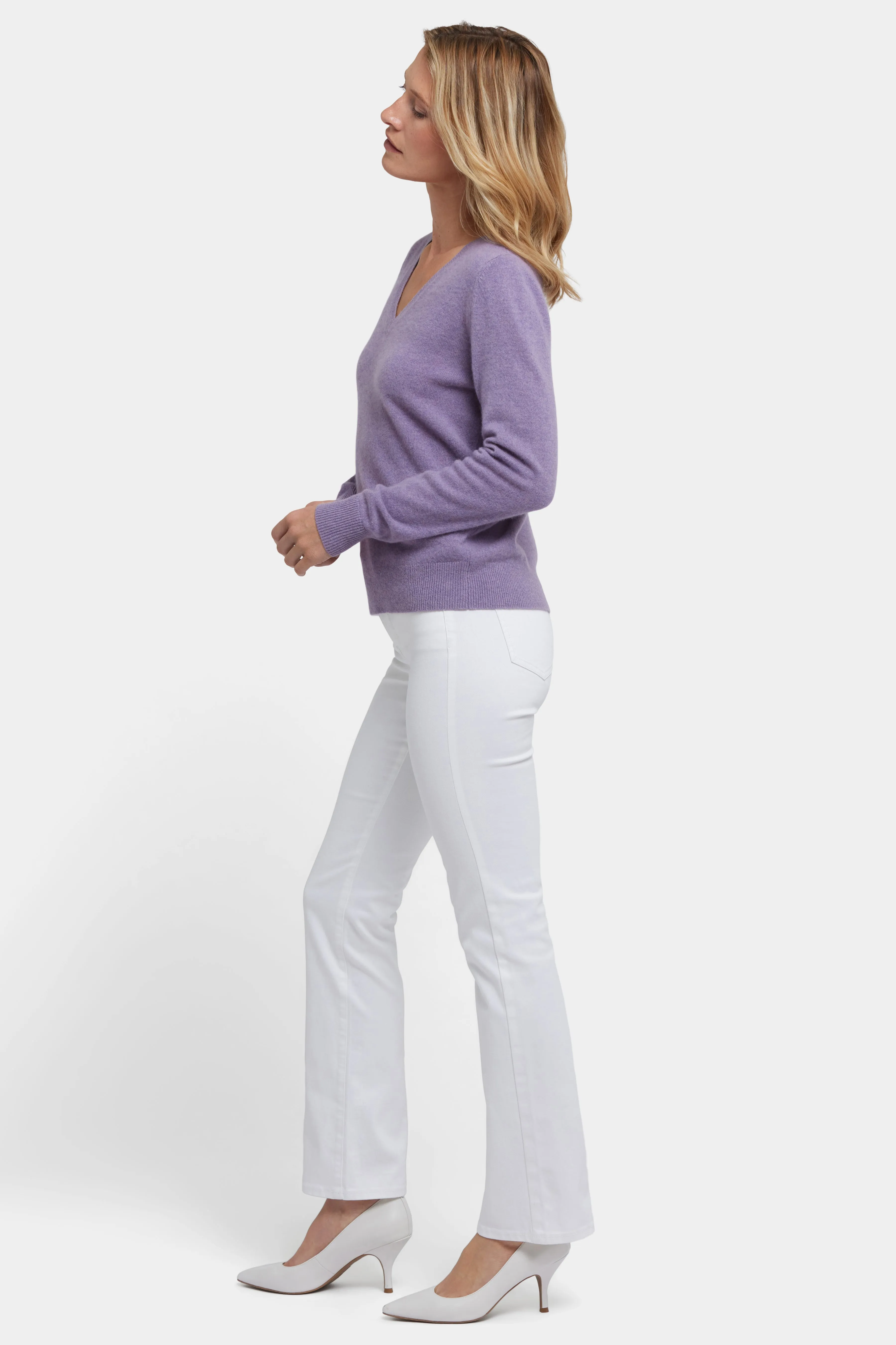 Cashmere Classic V-Neck Sweater - Heather Lavender