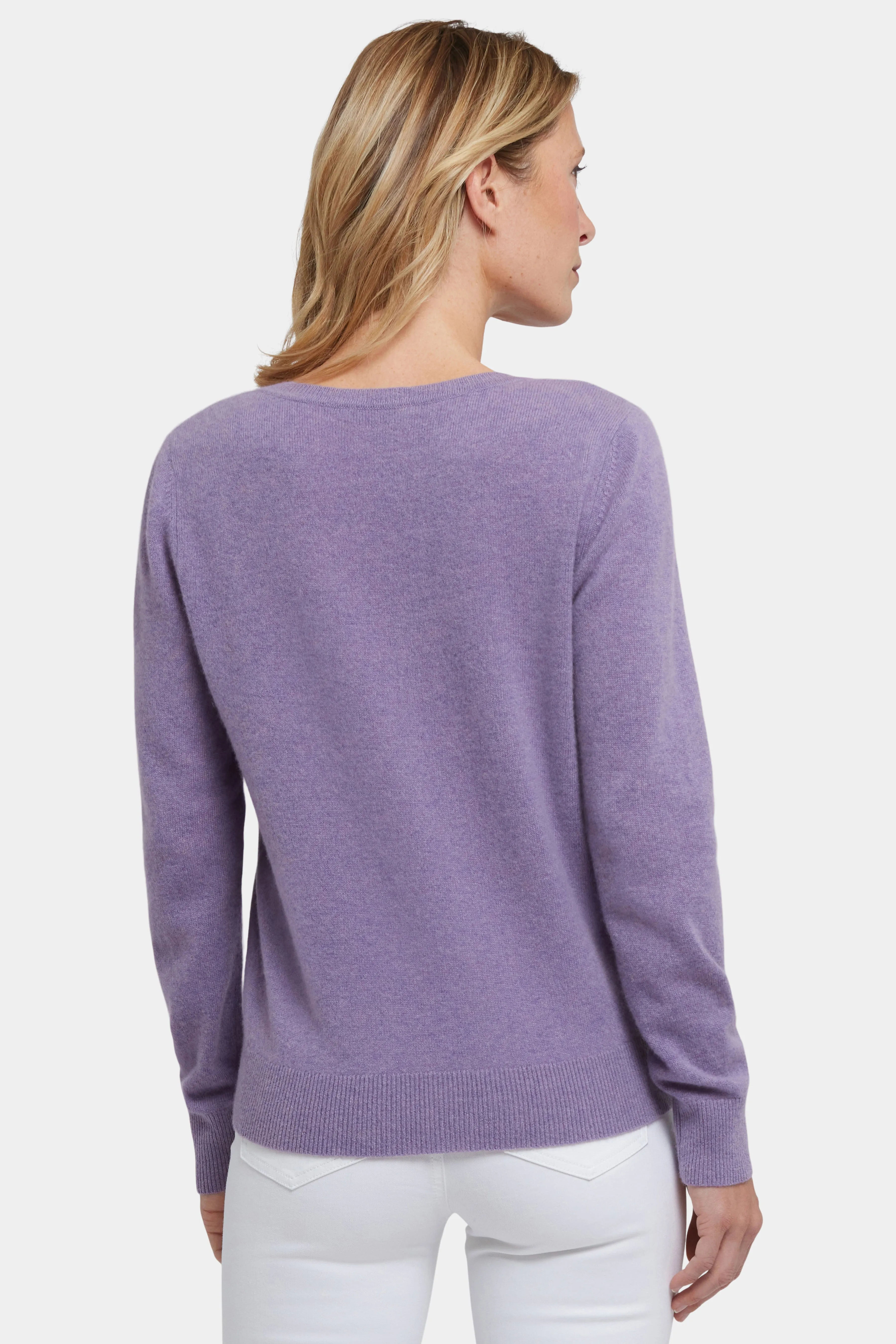 Cashmere Classic V-Neck Sweater - Heather Lavender