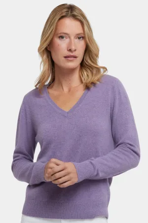 Cashmere Classic V-Neck Sweater - Heather Lavender