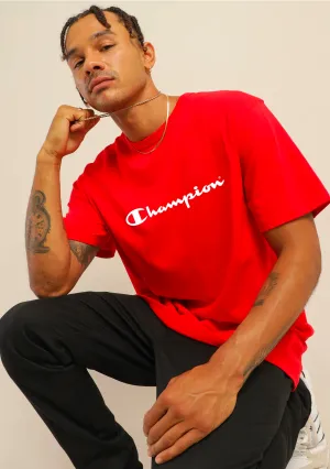Champion Men's Script Logo Short Sleeve Tee Red
