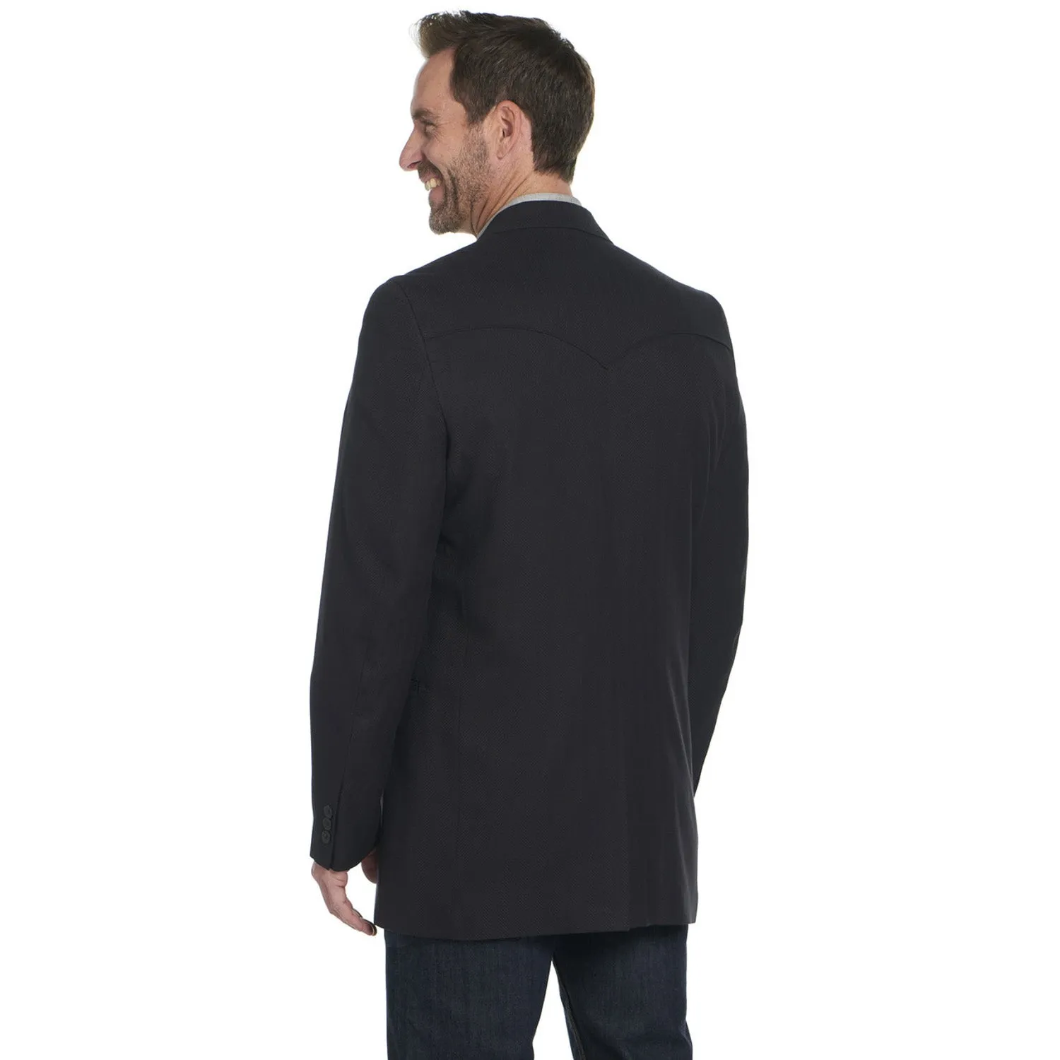 Circle S Mens Carson City Black Poly/Rayon Two-Button Sport Coat 48L