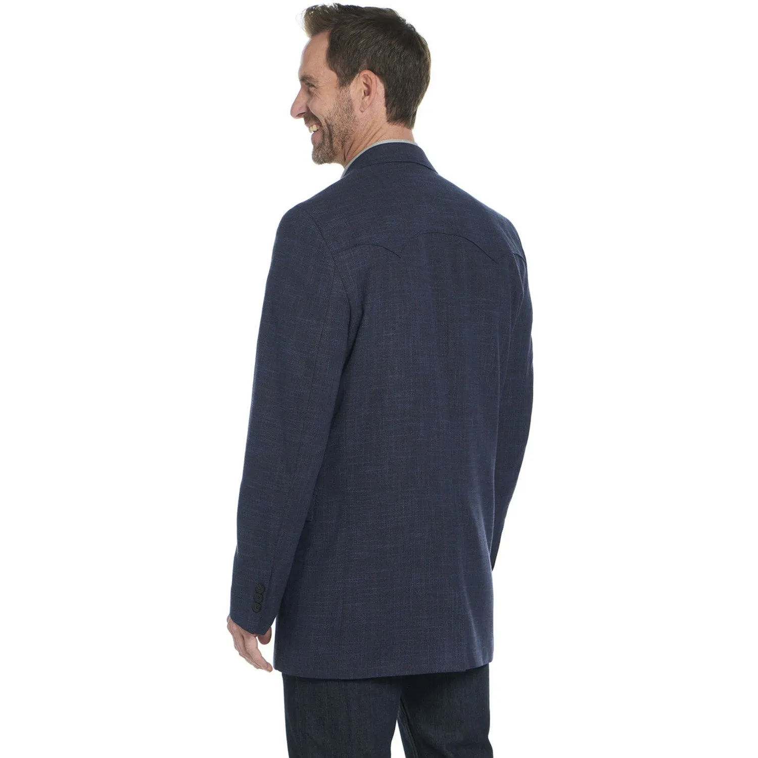 Circle S Mens Lubbock Heather Navy Poly/Rayon Two-Button Sport Coat 44R